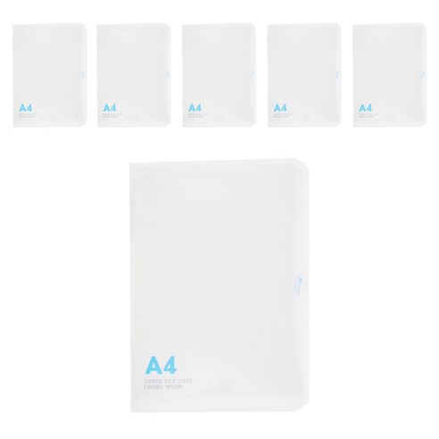 에코청운 PP 뉴 칼라 지퍼 파일 A4, 투명, 6개