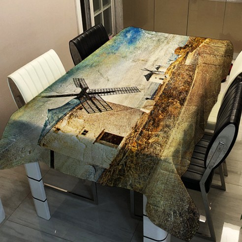 알럽홈 유럽 풍경 프린팅 스퀘어 홈 식탁보, TYPE4, 140 x 160 cm