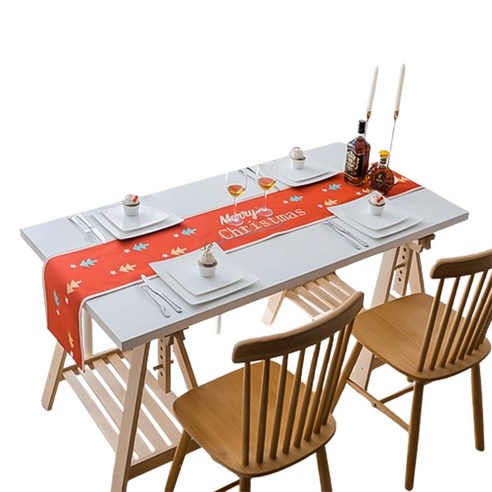 블럭마트 크리스마트 테이블 러너 플래그, 레드, 30 x 180 cm, 1개