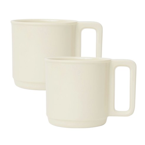 어웨이큰센스 무드 머그컵 340ml, 크림 베이지, 2개
