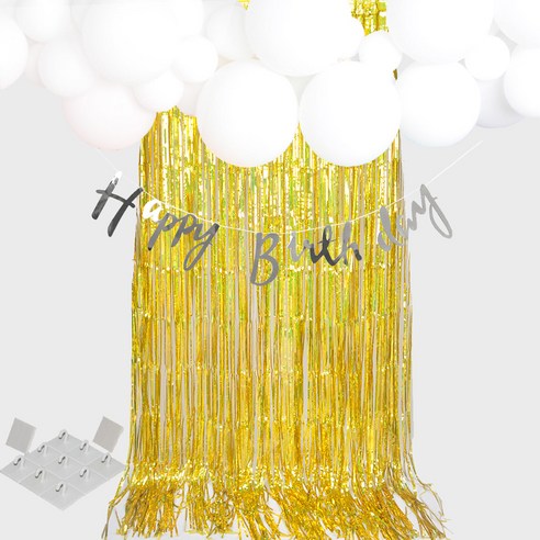 파티쇼 생일파티 클라우드 풍선 가랜드 커튼 세트, 홀로그램골드, 1세트