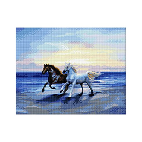 코쿼드 DIY 액자형 보석십자수 세트 40 x 50 cm, 해변의 말(DP444), 1세트
