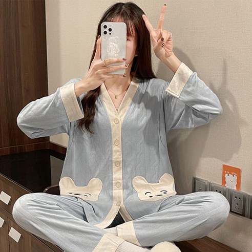 임산부 곰돌이 잠옷 상하세트