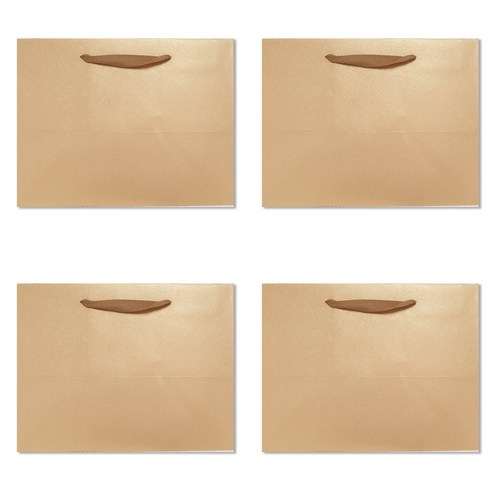 홀마크 단색 무지 가로형 쇼핑백 4p, 골드