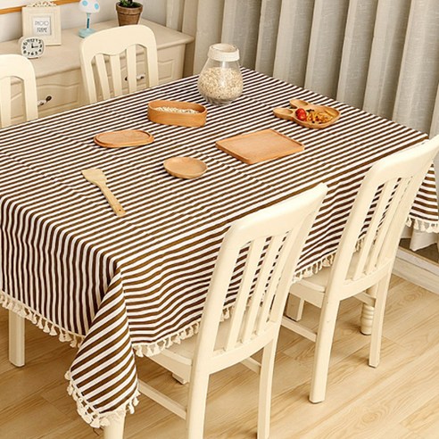 조이앤조이 줄무늬 테이블 식탁보, 브라운, 2인(100 x 140 cm)