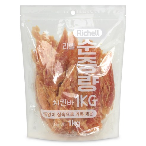 리첼 순중량 강아지 간식, 치킨바, 1kg, 1개