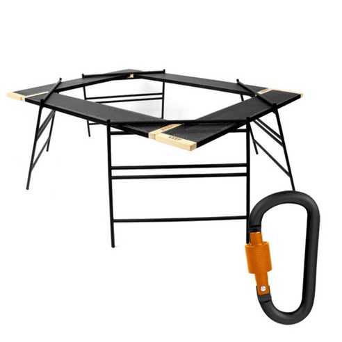 KEEP 캠핑 메쉬 그릴 육각 화로대 테이블 + D형 락 카라비너, 랜덤발송(카라비너)