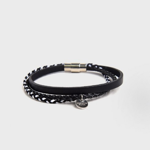 스칼렛또블랙 남성용 steel Layered rope leather Bracelet BAT306
