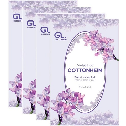 코튼하임 프리미엄 프렌치 샤쉐 옷장 방향제 바이올렛 라일락 본품, 25g, 4개, 꽃향