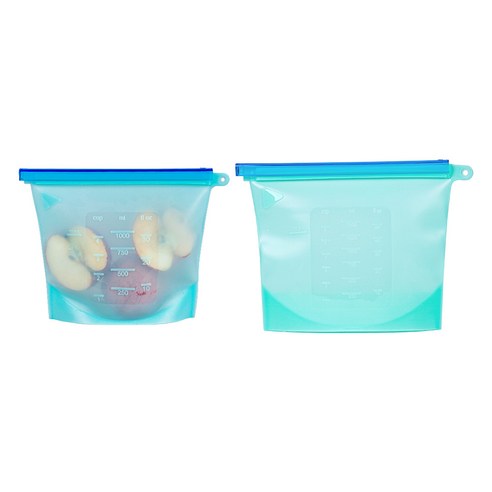 인블룸 실리콘 지퍼백 냉장고 정리용기 1000ml + 1500ml 세트 블루, 혼합, 1세트
