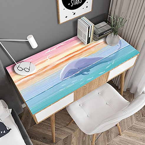 마켓에이 드림랜드 방수 테이블매트, 석양고래, 60 x 120 cm