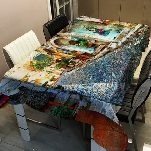 알럽홈 유럽 풍경 프린팅 스퀘어 홈 식탁보, TYPE11, 90 x 90 cm