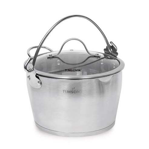 텀스쿡 인덕션 IH 잼팟 6L + 유리뚜껑 세트, 실버, 20.5cm