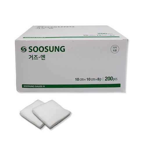 수성 8겹 거즈 엔 10 x 10 cm, 1개, 200개입