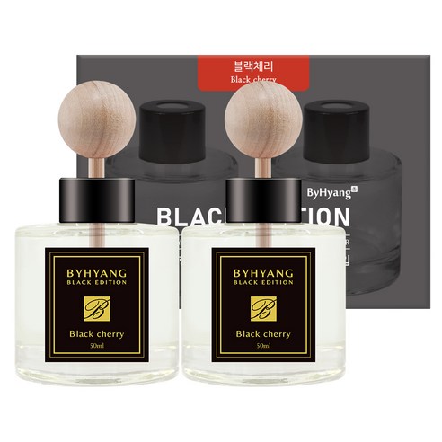 바이향 블랙에디션 카 디퓨저 50ml 본품, 2개, 블랙체리