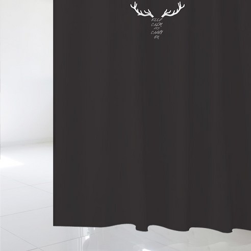 디자인수풀 북유럽 스타일 샤워 커튼 + 플라스틱 고리 12p + 커튼봉 세트, sc786(샤워커튼), 화이트(커튼봉)