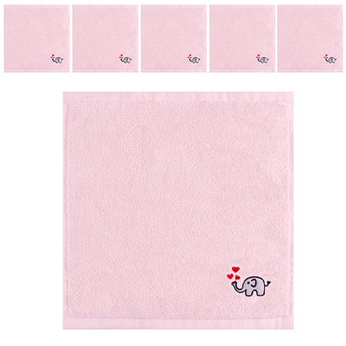 송월타월 개인 위생핸드 고리수건 토이키즈A 40g, 분홍(코끼리), 6개