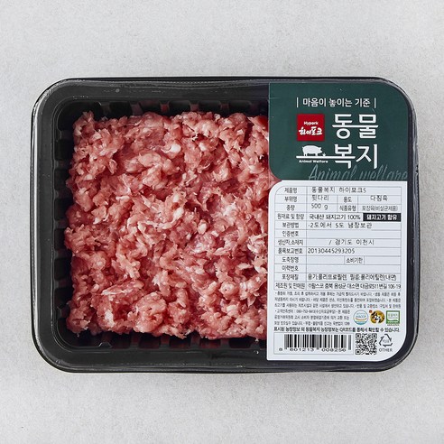 하이포크 동물복지 인증 한돈 뒷다리 다짐육용 (냉장), 500g, 1개