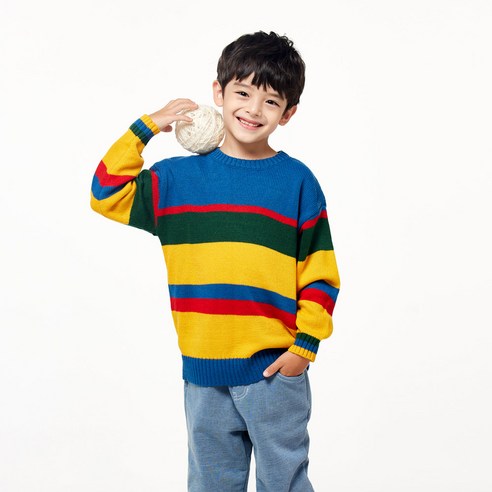 올리반 아동용 멀티 스트라이프 스웨터