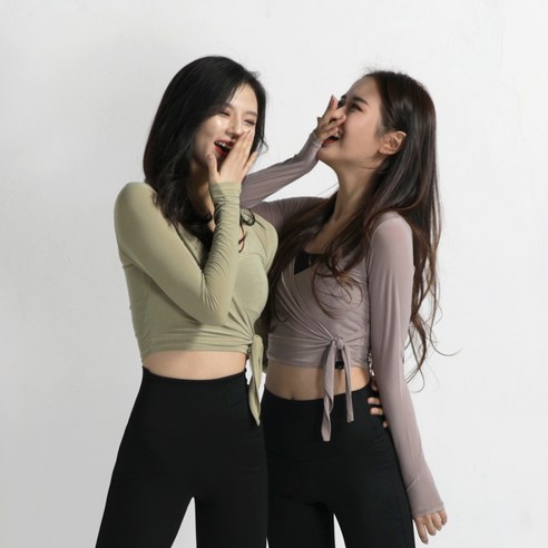 여성용 볼레로형 크롭 롱슬리브 요가 티셔츠 2398