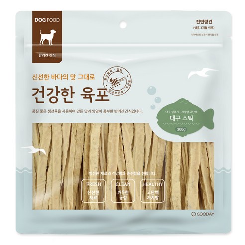 건강한 강아지 간식 굿데이 참치 육포 스틱 300g