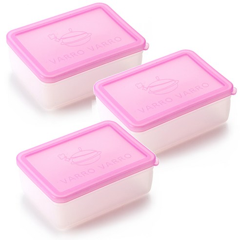 퀸센스 직사각 실리콘 이유식보관 용기 320ml 핑크, 3개