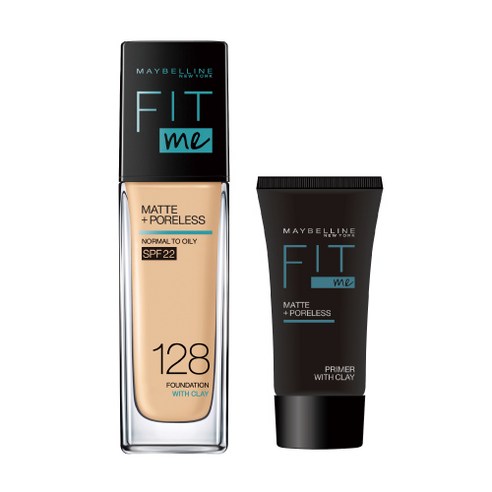 메이블린 핏미 파운데이션 30ml + 핏미 매트 프라이머 5ml 세트, 128 웜 누드, 1세트