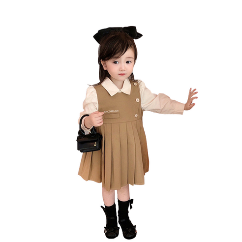 미소파파 여아용 모모 셔츠 플리츠 원피스