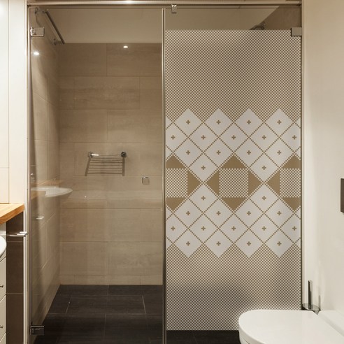 뭉키데코 유리창문 반투명 칼라안개 샤워부스 시트지 BSS, 065 체크 브라운 패턴 디자인