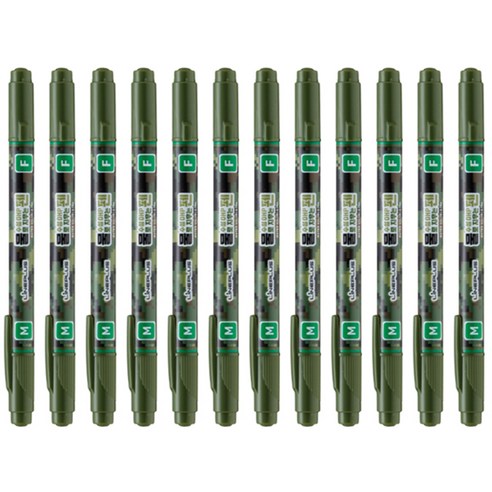 라인플러스 OHP펜 1mm 물펜MF 0.4mm 12p, 녹색, 1개