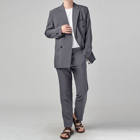 하이후 남성용 린넨 데일리 캐주얼 플랩포켓 더블 수트 HU3002