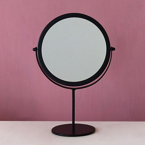철제 원형 탁상 거울 롱 18 x 29 cm, 블랙