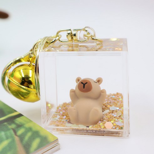 비단길 카피바라 오일 키링 가방고리 3.5 x 3.5 x 3.5 cm