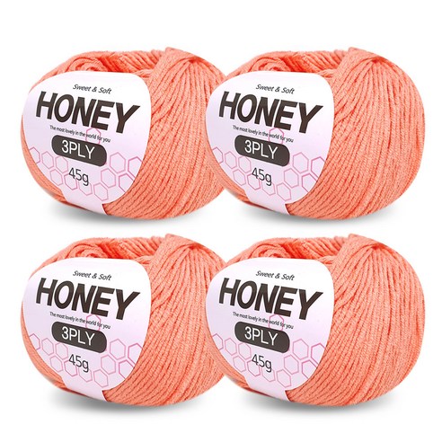 니뜨 허니 3ply 뜨개실 45g x 4p + 무료 도안 세트, 33 살구색
