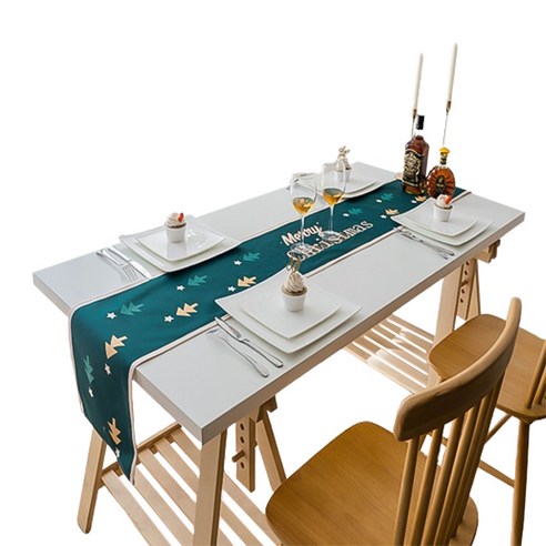 블럭마트 크리스마트 테이블 러너 플래그, 그린, 30 x 160 cm, 1개