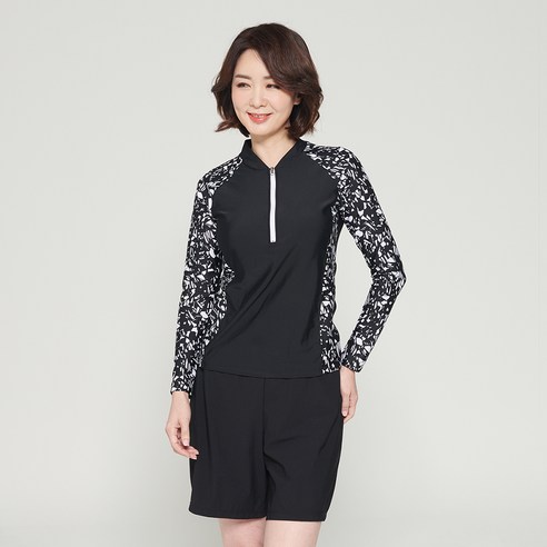 일리카이 여성용 쟈스민 래쉬가드 긴팔 상의 + 반바지 세트