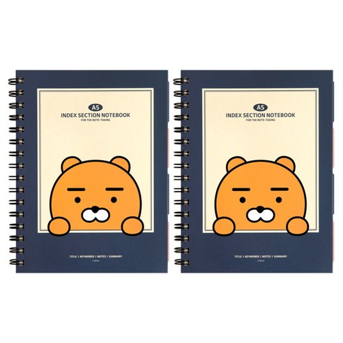 카카오프렌즈 모던st A5 인덱스 섹션 스프링 노트, 2개, 라이언
