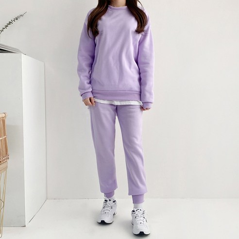 윤베리 여성용 기모 데일리 오버핏 맨투맨 + 조거팬츠 트레이닝세트