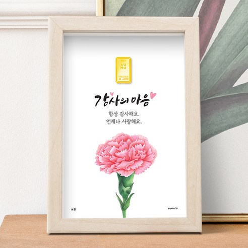 AUMU 핑크 카네이션 감사 선물 골드바 + 쇼핑백