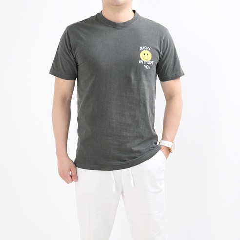 남성용 Smile 피그먼트 반팔 티셔츠