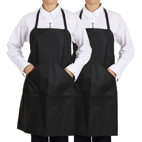 티팜 단면 주머니 방수 무광 앞치마, 블랙, 2개