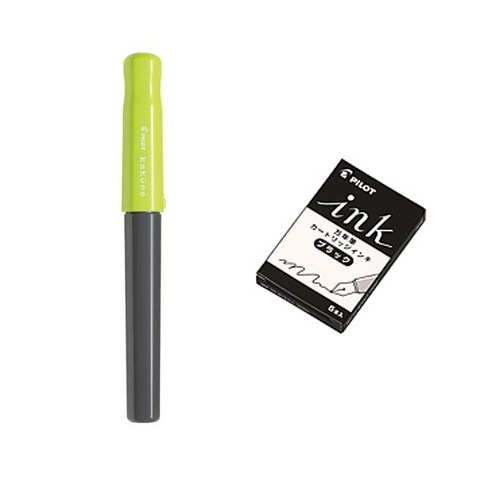 파이롯트 카쿠노 만년필 + 카트리지 5p 세트, F, LG(만년필), 블랙(카트리지)