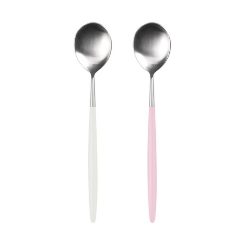 보겐 노비아 네이쳐 샤틴 숟가락 2종 세트, 화이트, 핑크, 1개