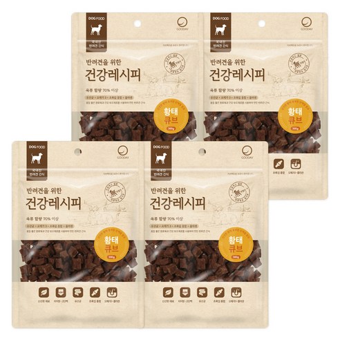 굿데이 건강레시피 큐브 강아지 간식 300g, 황태, 4개