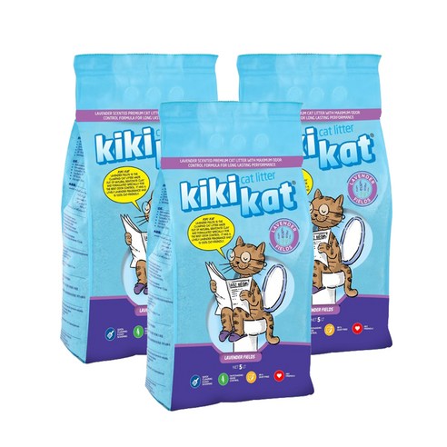 키키캣 벤토나이트 터키산 고양이모래 라벤더, 5L, 3개