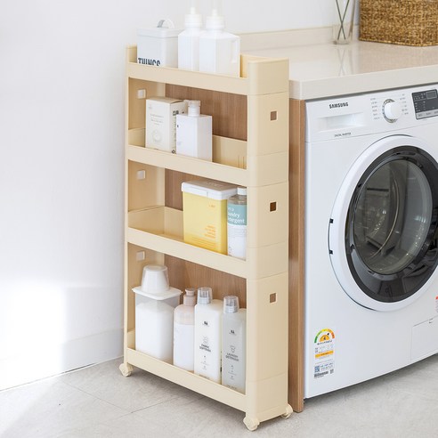 창신리빙 슬림선반 이동식트롤리 13cm 4단, NEW소프트옐로우, 1개