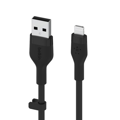 벨킨 플렉스 USB A-라이트닝 아이폰 고속 충전 케이블 CAA008bt1M, 블랙, 1m