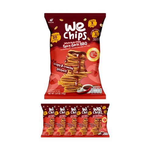 위칩스 홀그레인칩 스파이시 갈릭바베큐맛, 70g, 6개