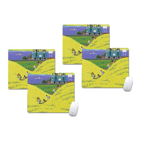 애니멀 패밀리 피크닉 마우스패드 20 x 24 cm, 01, 4개