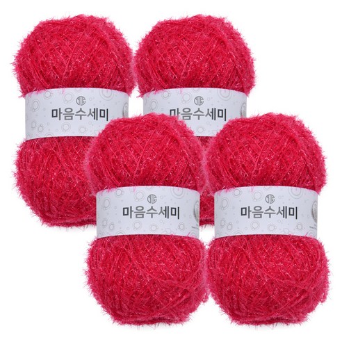 브랜드얀 마음 수세미 뜨개실 4p, 44 체리핑크